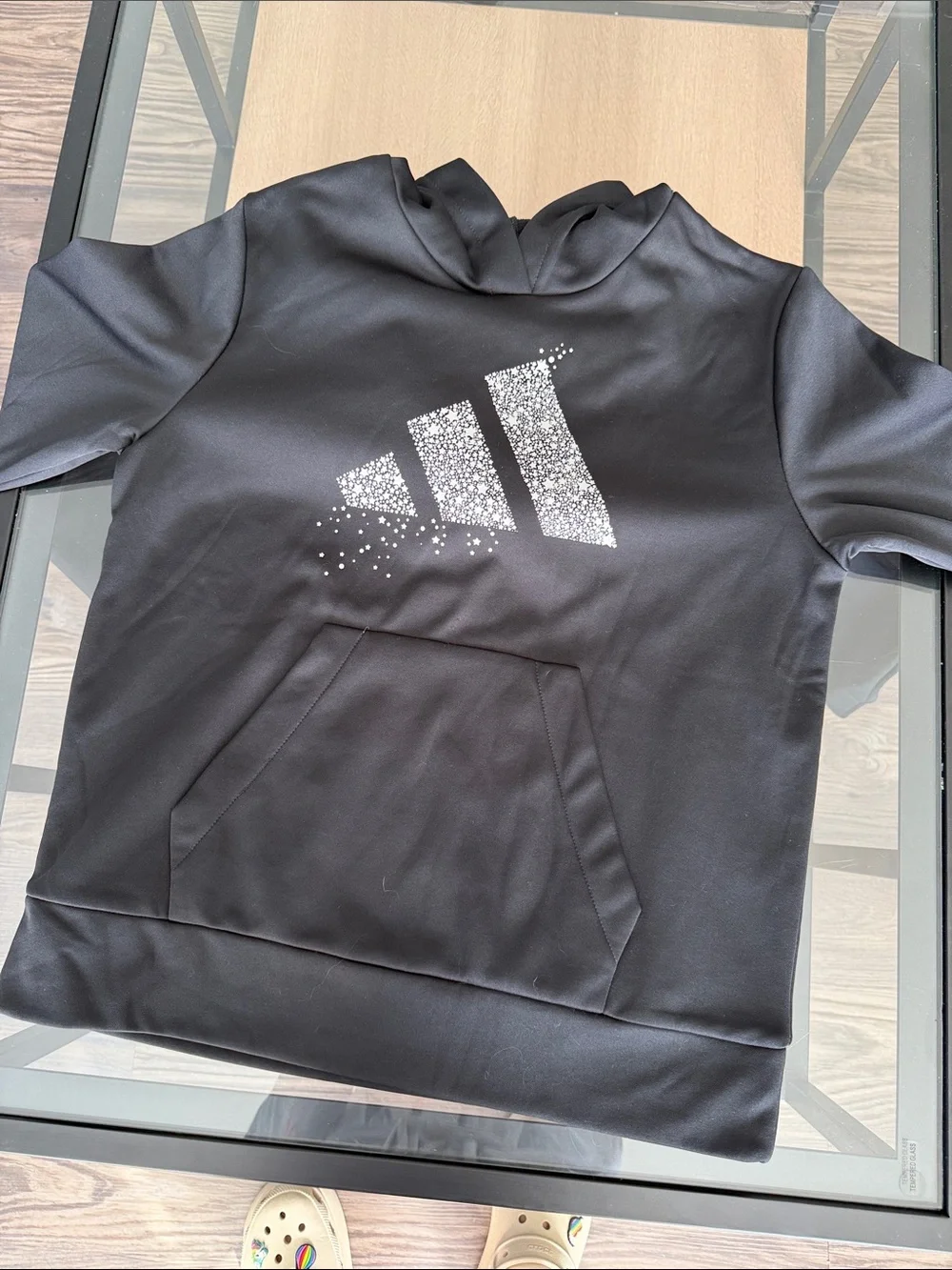 adidas Black Kids Hoodie with Sparkle Logo